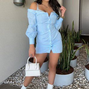 NWT* Fashion Nova - Sippin' Moet Mini Dress - Aqua